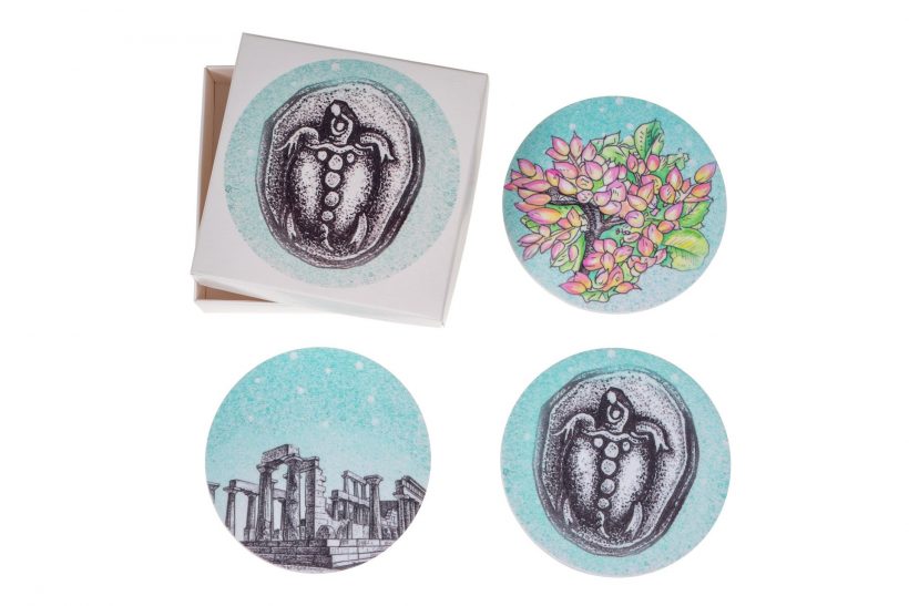Aegina Eshop - Aegina Souvenir Round Plexiglass Coasters Aegina Eshop - Aegina Souvenir Round Plexiglass Coasters