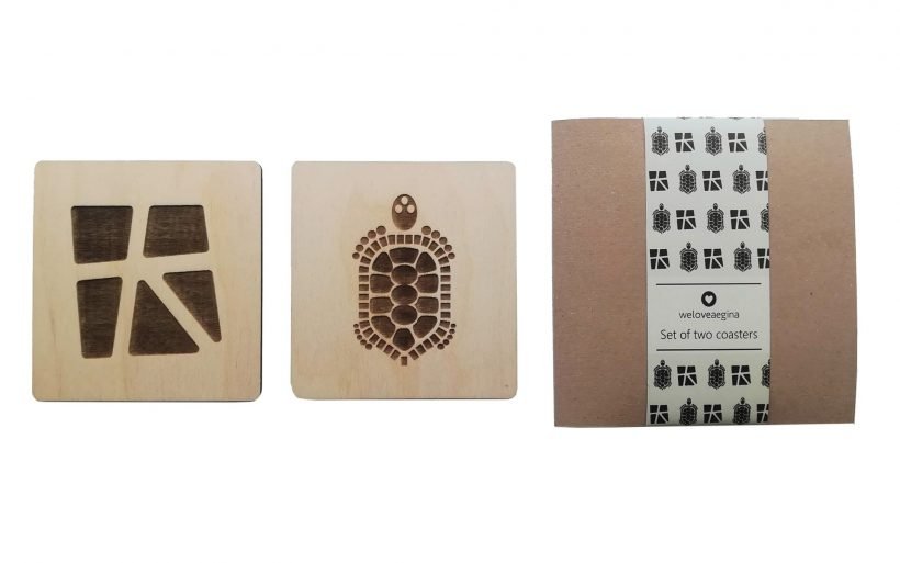 Aegina Eshop - Wooden Coasters Set