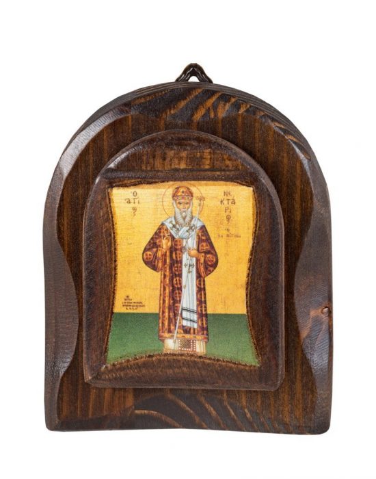 Aegina Eshop St. Nektarios icon oval lithograph