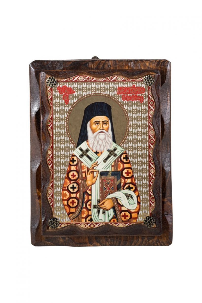 Aegina Eshop St. Nektarios icon wood hand made