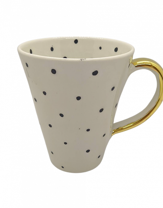 Κεραμικό Φλυτζάνι - Πουά Χρυσό, Ceramic Cup Black Dots - Golden Details