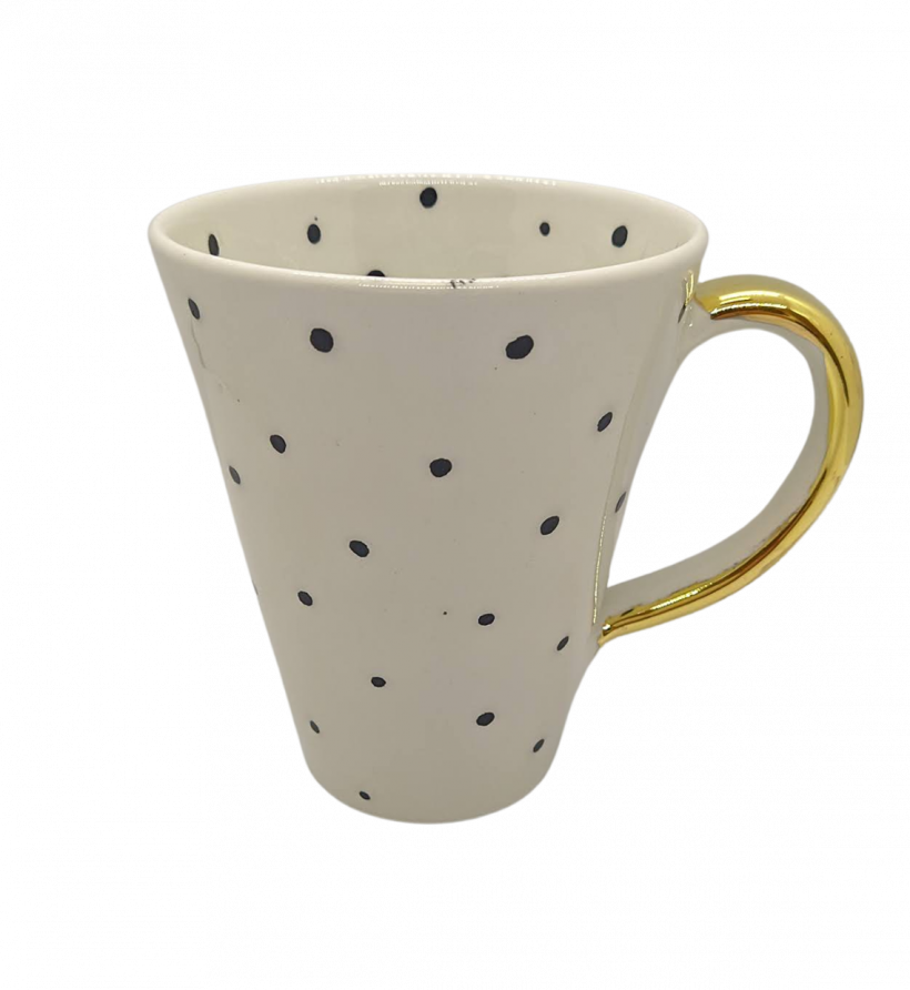 Κεραμικό Φλυτζάνι - Πουά Χρυσό, Ceramic Cup Black Dots - Golden Details