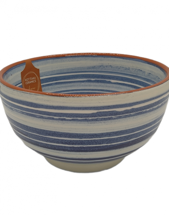 Κεραμική Σαλατιέρα Γαλάζιο Ριγέ