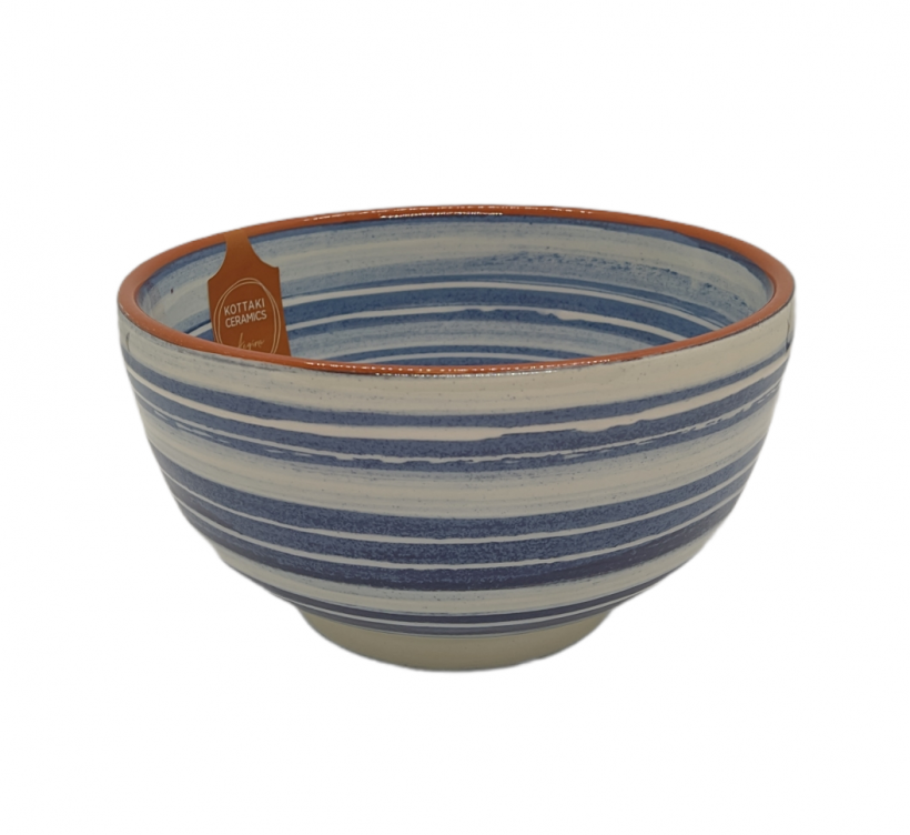 Κεραμική Σαλατιέρα Γαλάζιο Ριγέ