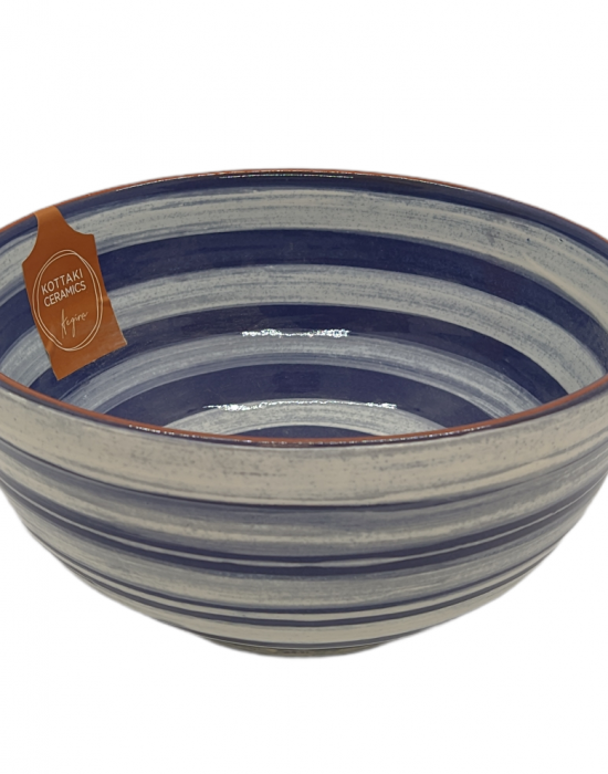 Κεραμική Σαλατιέρα Μπλε Ριγέ