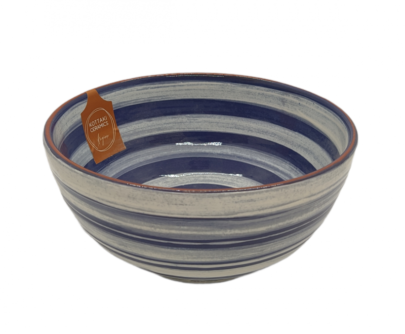 Κεραμική Σαλατιέρα Μπλε Ριγέ