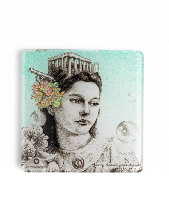 Coaster depicting Nymph Aegina