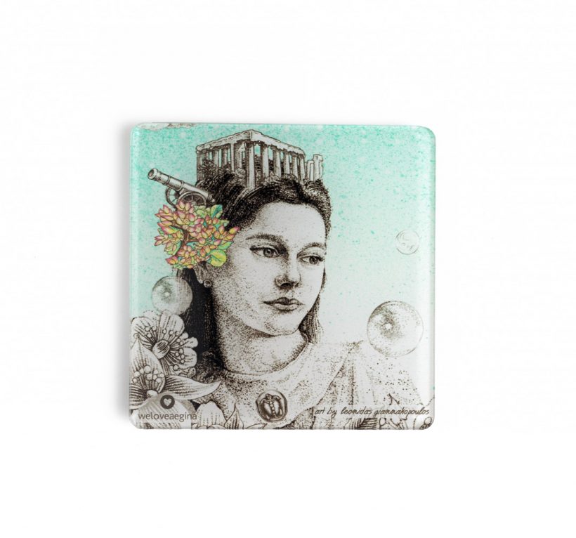 Coaster depicting Nymph Aegina