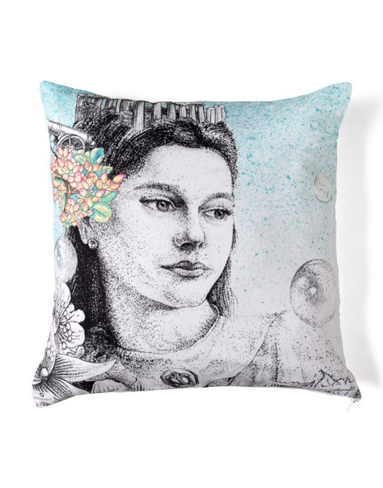 Cushion depicting Nymph Aegina