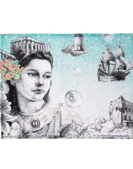 Sousplat depicting artwork "Aegina's Treasure"